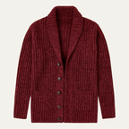 Men's Chunky Cable-Knit Shawl-Collar Cardigan
