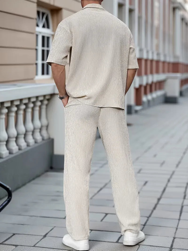 Men's Pinstripe Shirt and Trousers Set