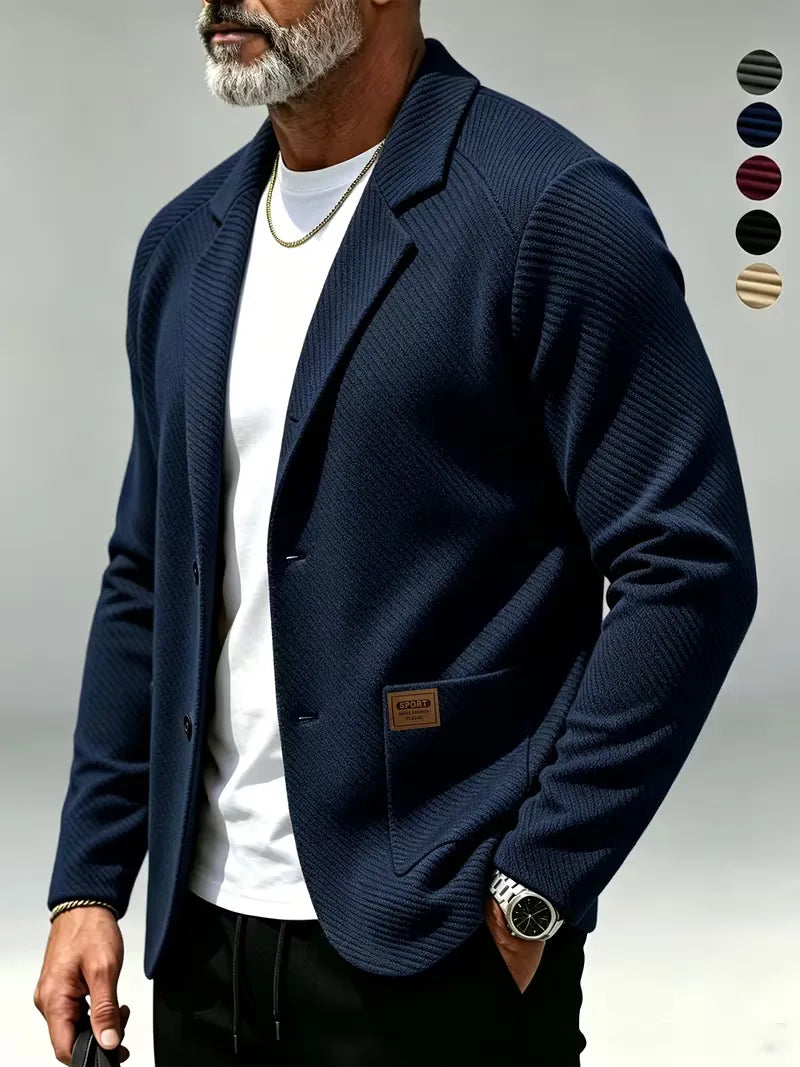 Men's Blazer with Knitted Texture