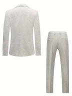Men's Slim-Fit Linen Suit in Beige
