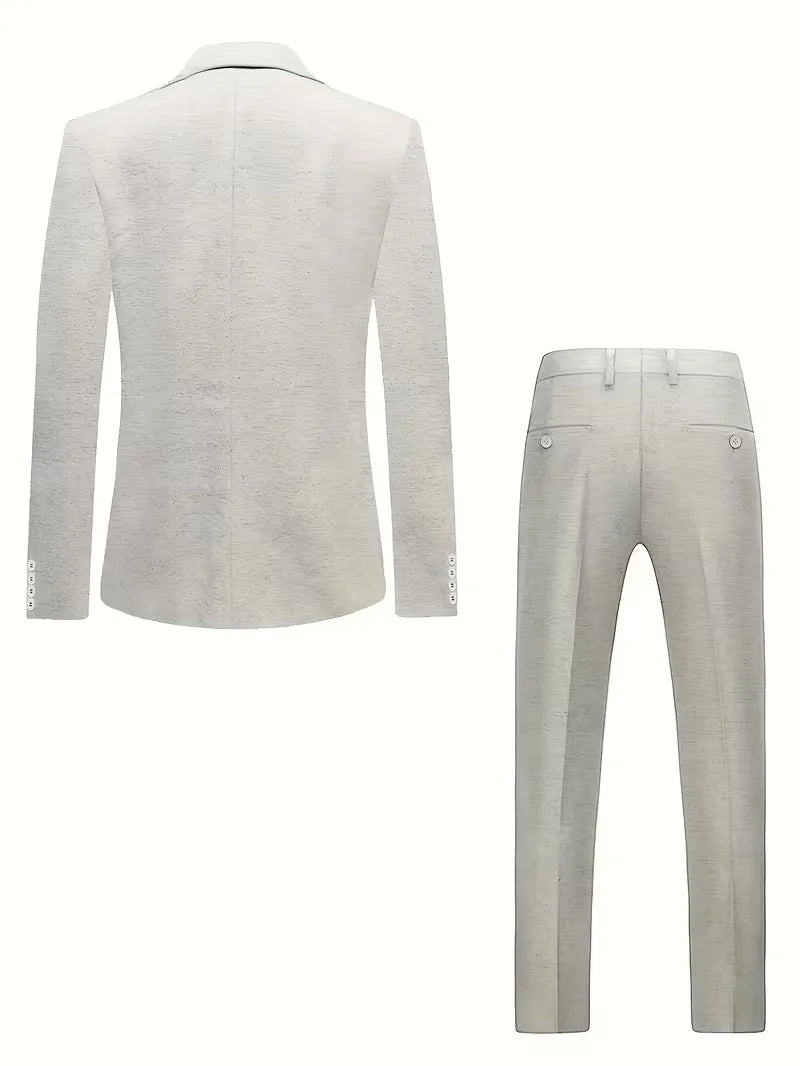 Men's Slim-Fit Linen Suit in Beige