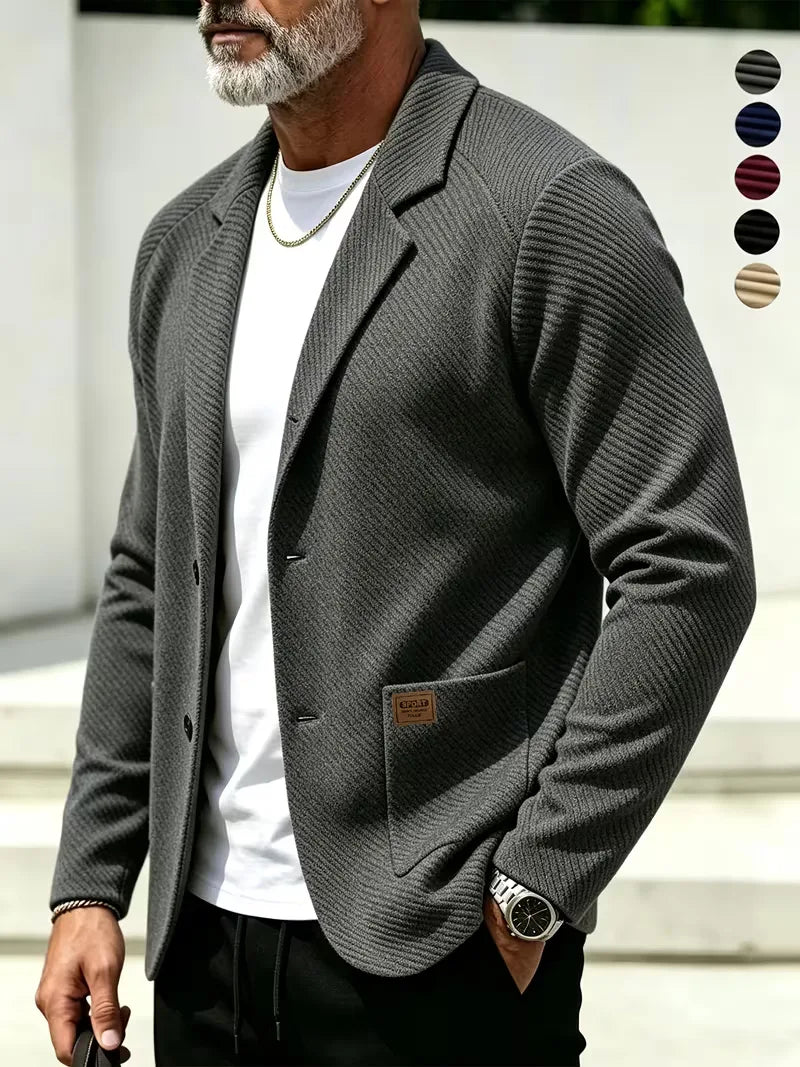Men's Blazer with Knitted Texture