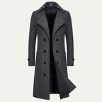 Men's Long Double-Breasted Wool-Blend Trench Coat