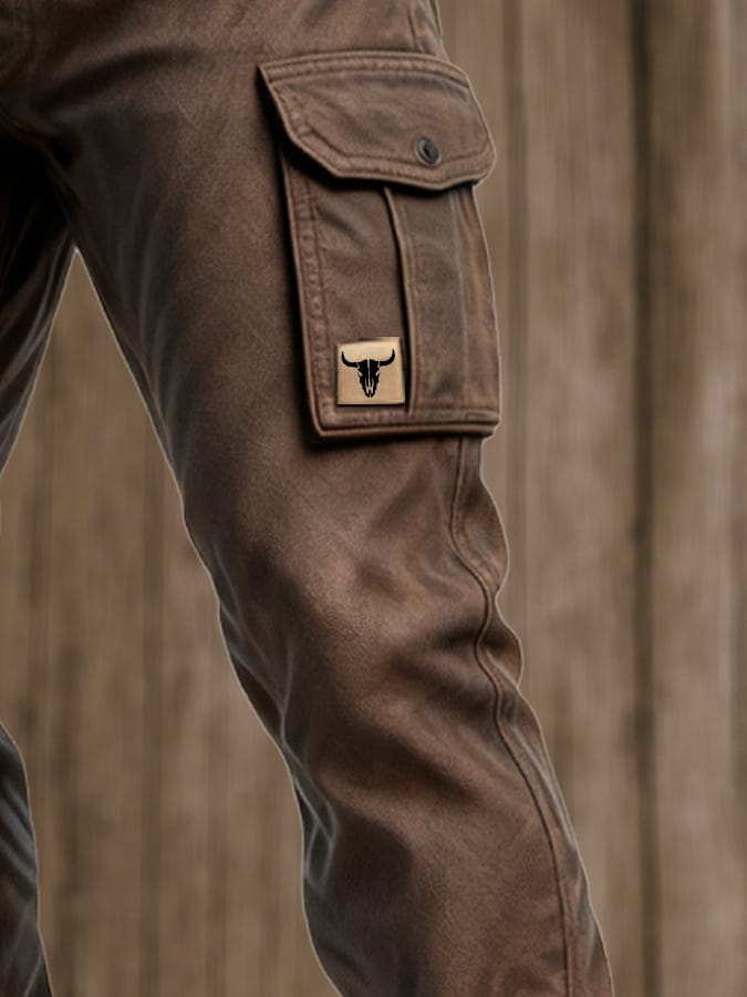 Men's Slim-Fit Cargo Trousers with Flap Pockets – Washed Utility Style