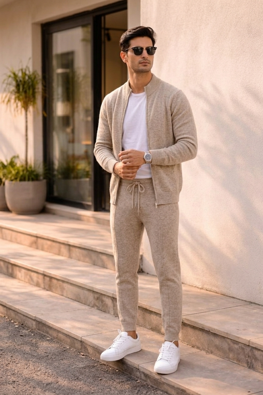 Men's Fine-Knit Lounge Set – Jumper and Trousers