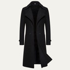 Men's Long Double-Breasted Wool-Blend Trench Coat
