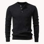 Men's Ribbed Henley Knit Jumper – Button Neck