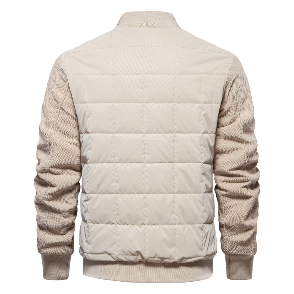 Men's Quilted Hybrid Jacket – Knitted-Sleeve Zip-Up Layer