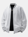 Men's Textured Checkerboard Jacquard Bomber Jacket