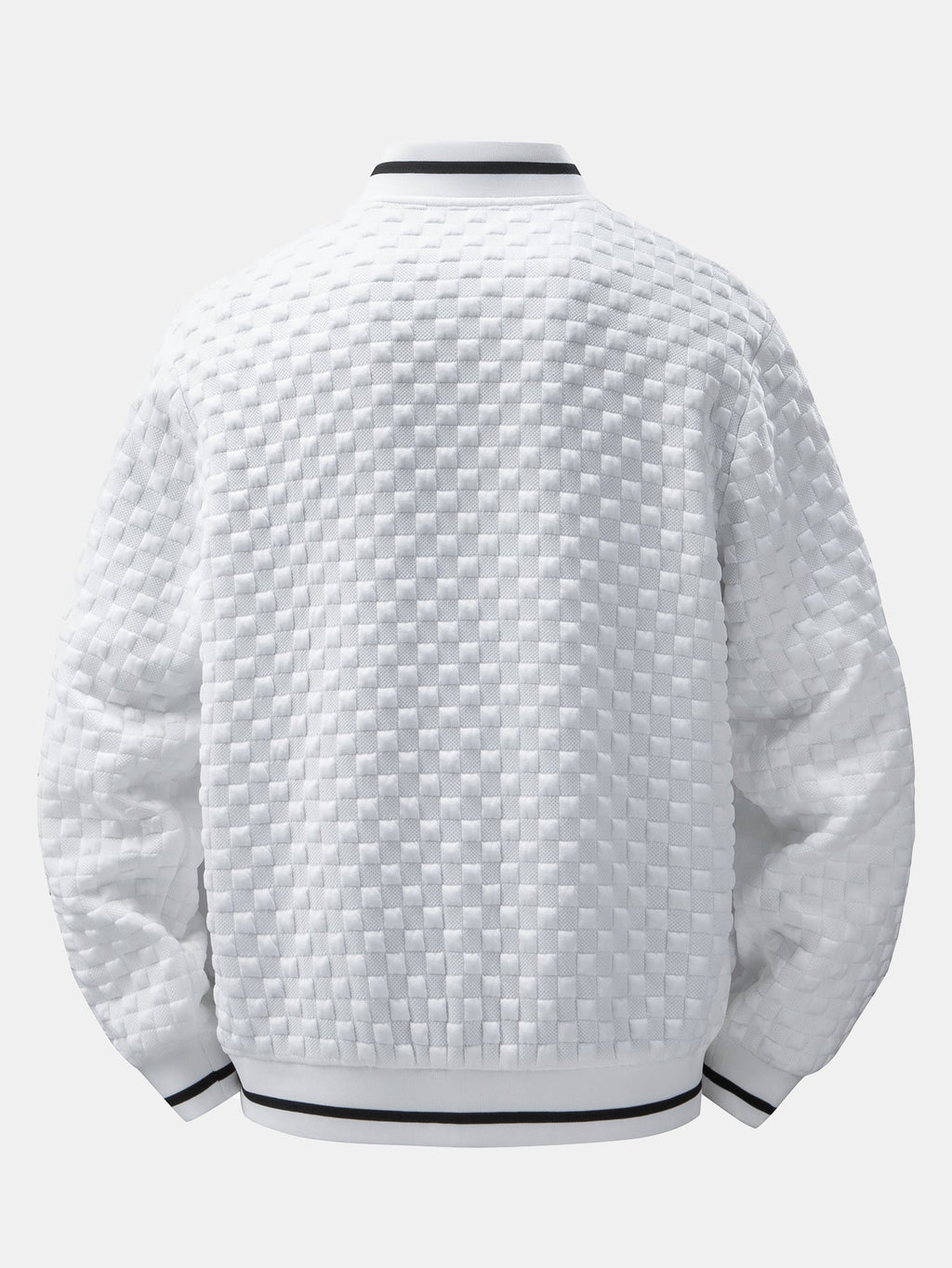 Men's Textured Checkerboard Jacquard Bomber Jacket