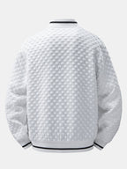 Men's Textured Checkerboard Jacquard Bomber Jacket