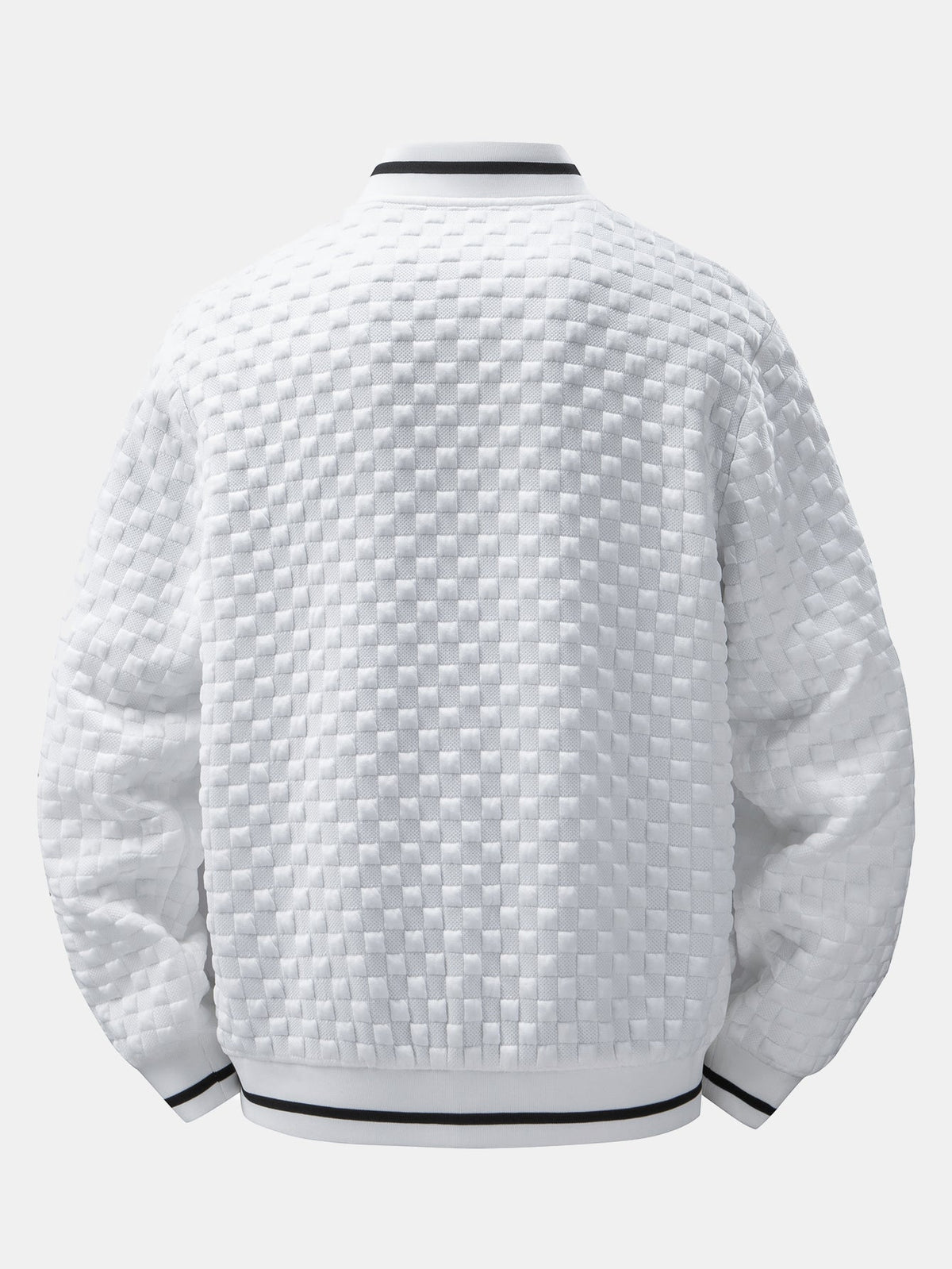 Men's Textured Checkerboard Jacquard Bomber Jacket