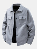 Men's Wool-Look Utility Jacket – Relaxed Snap-Button Overshirt
