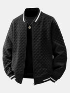 Men's Textured Checkerboard Jacquard Bomber Jacket
