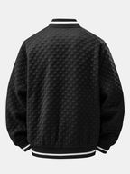 Men's Textured Checkerboard Jacquard Bomber Jacket