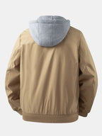 Men's Relaxed Hooded Bomber Jacket – Detachable Drawstring Hood