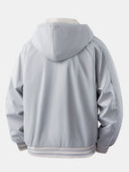 Men's Relaxed Hooded Bomber Jacket – Contrast Lined Zip-Up Outerwear