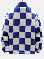 Men's Printed Teddy Fleece Jacket with High Collar
