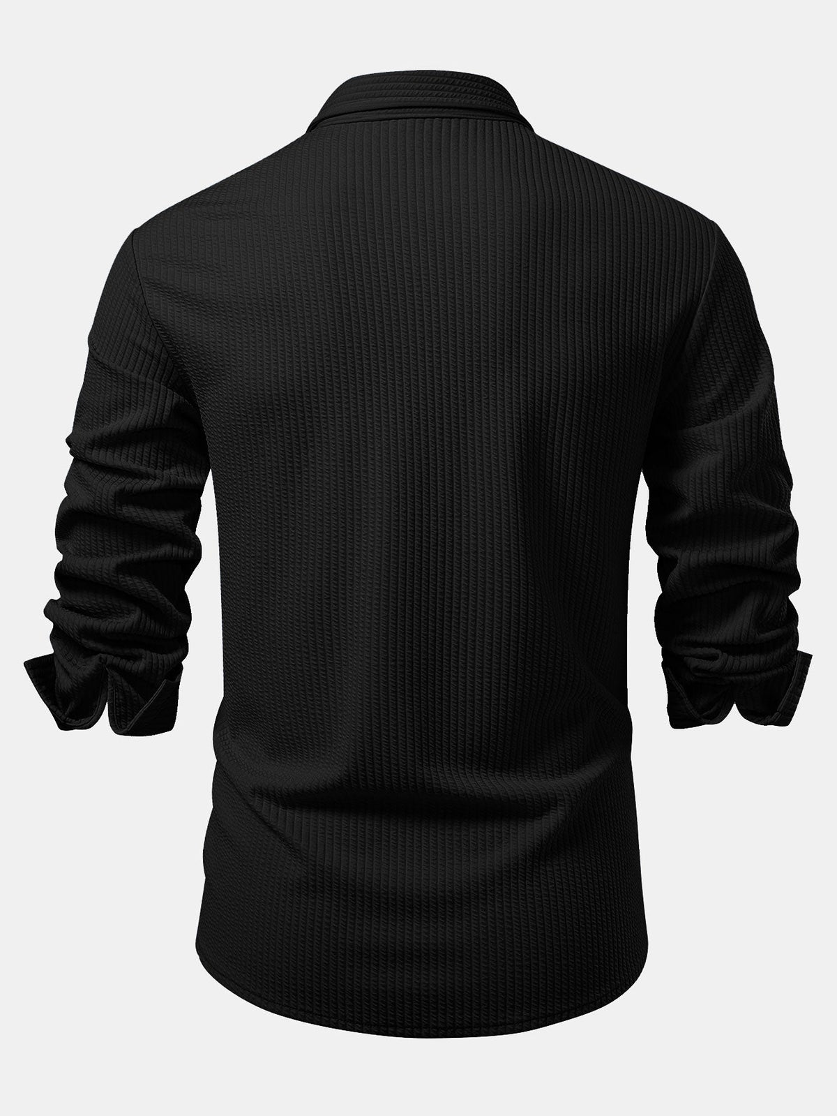 Men's Sculpted Ribbed Stretch Shirt – Muscle Fit Button-Up
