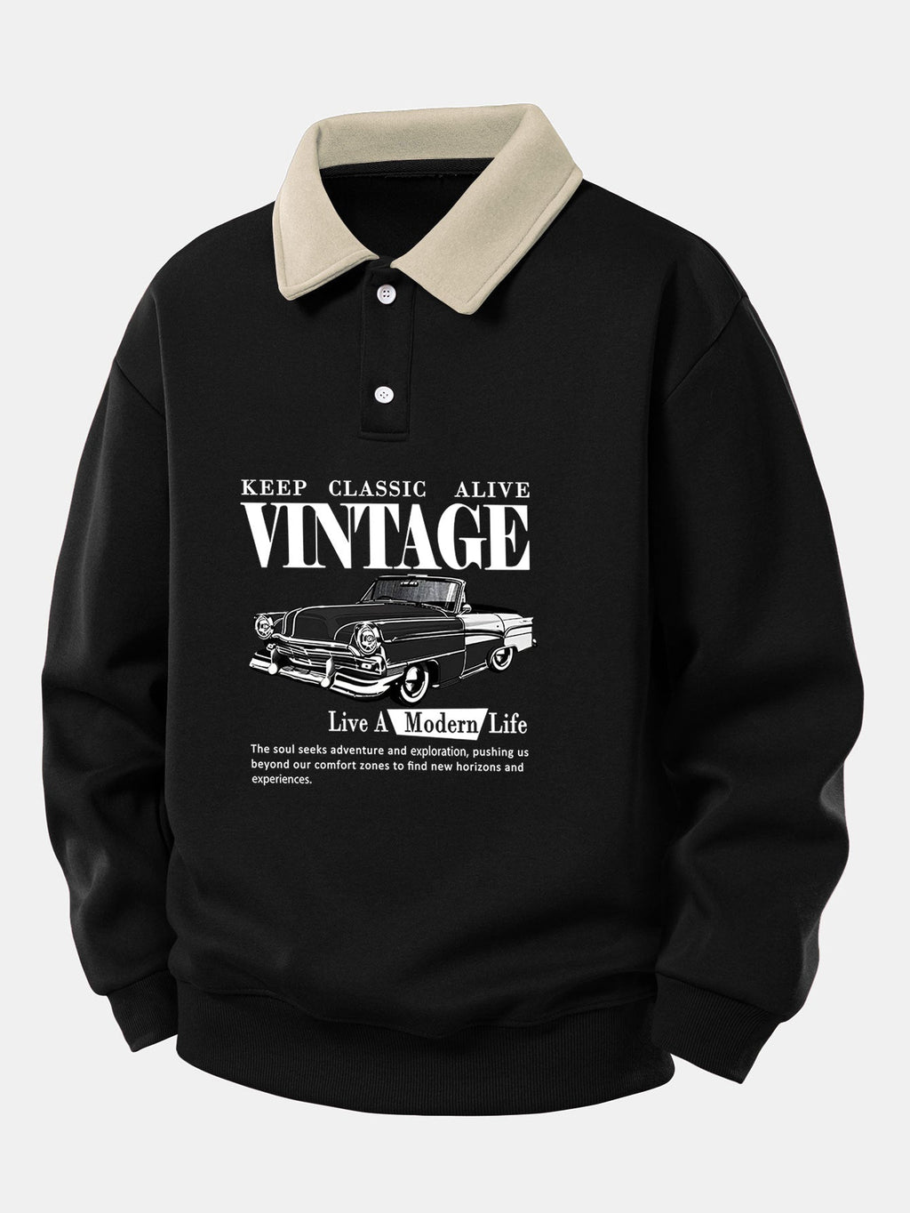 Men's Relaxed Fit Printed Polo Sweatshirt