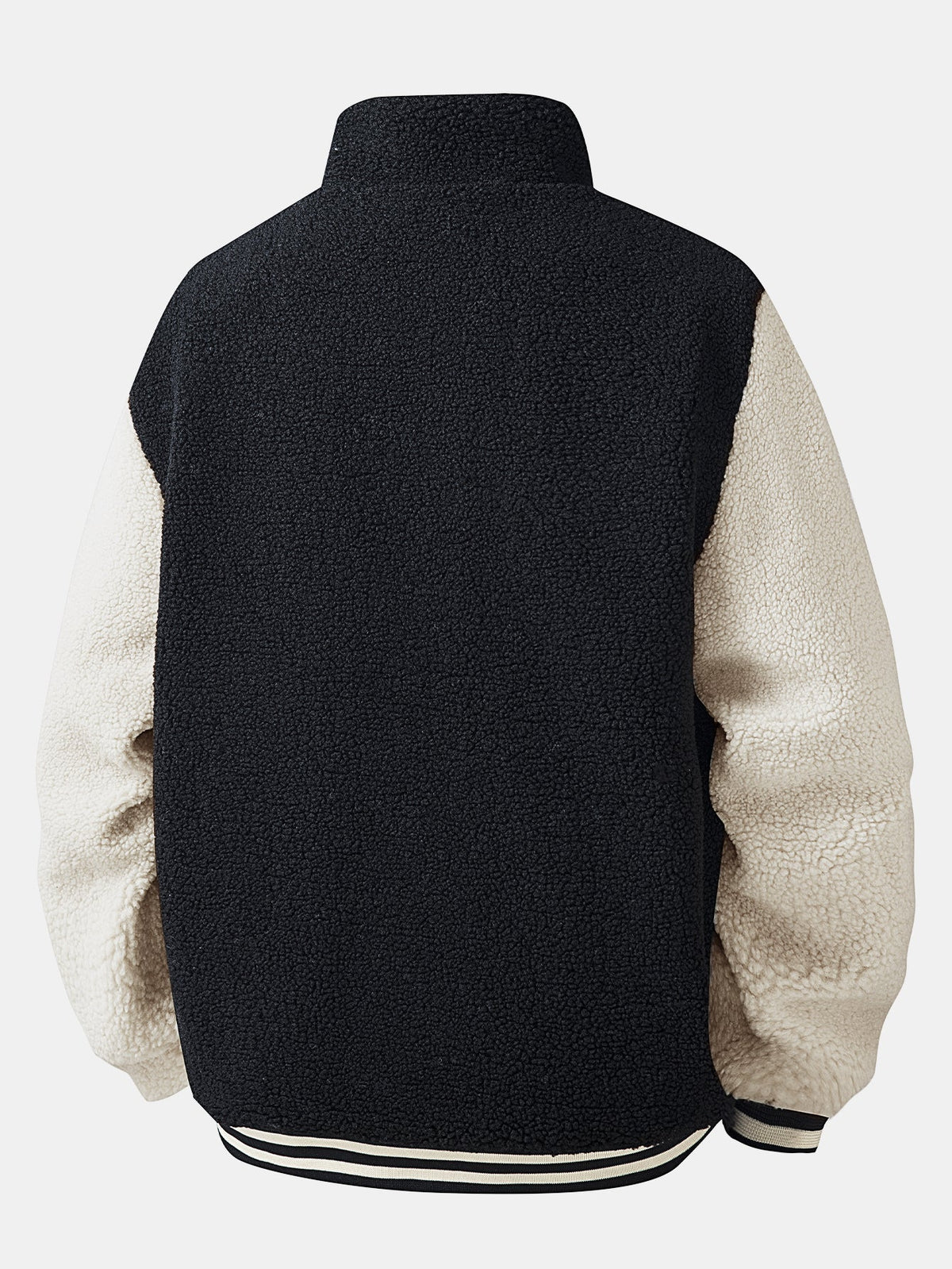 Men's Contrast Teddy Fleece Varsity Jacket