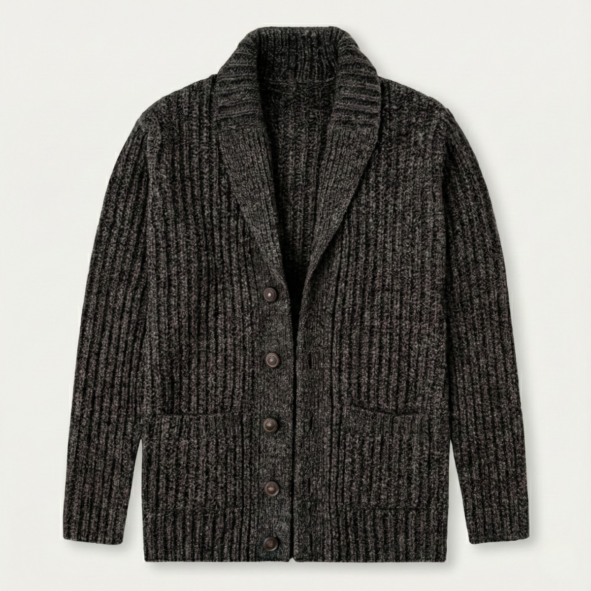 Men's Chunky Cable-Knit Shawl-Collar Cardigan