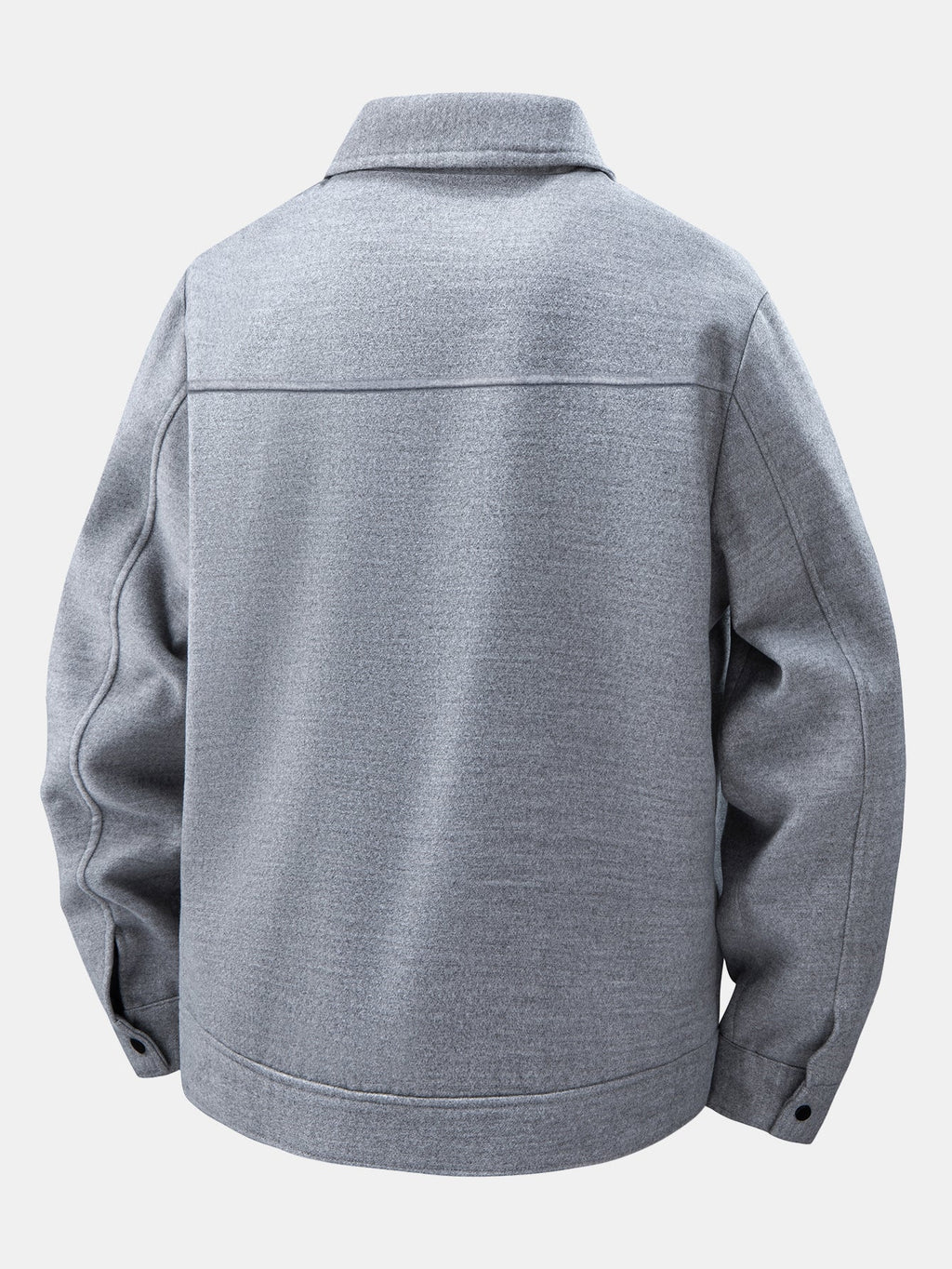 Men's Wool-Look Utility Jacket – Relaxed Snap-Button Overshirt