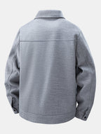 Men's Wool-Look Utility Jacket – Relaxed Snap-Button Overshirt