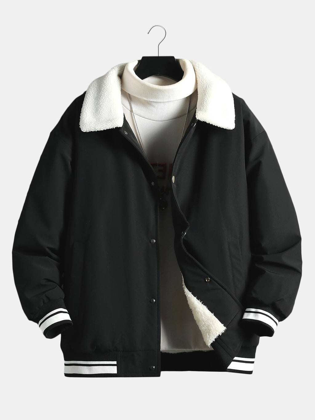 Men's Teddy-Lined Baseball Bomber Jacket