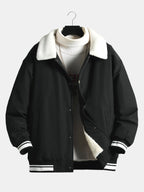 Men's Teddy-Lined Baseball Bomber Jacket