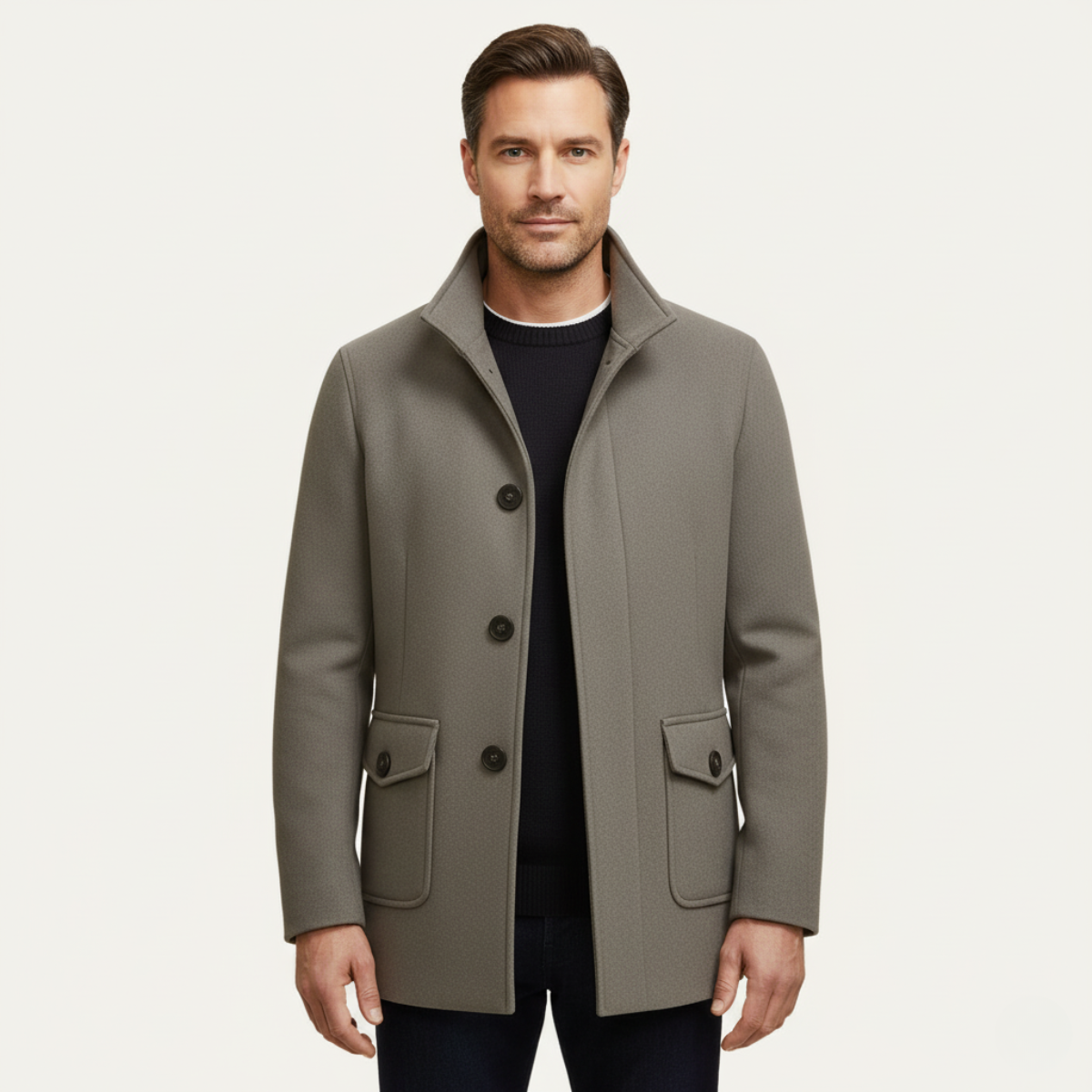 Men's Smart Tailored Wool-Blend Overcoat – Three Colours
