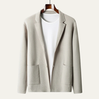 Men's Soft Wool-Blend Knit Cardigan with Suit Collar