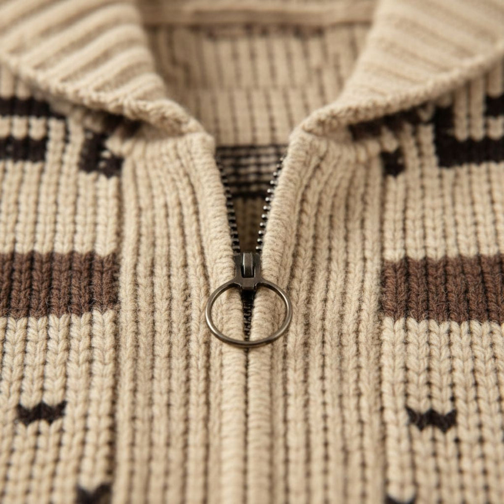 Men's Jacquard Shawl-Collar Cardigan – Patterned Knit