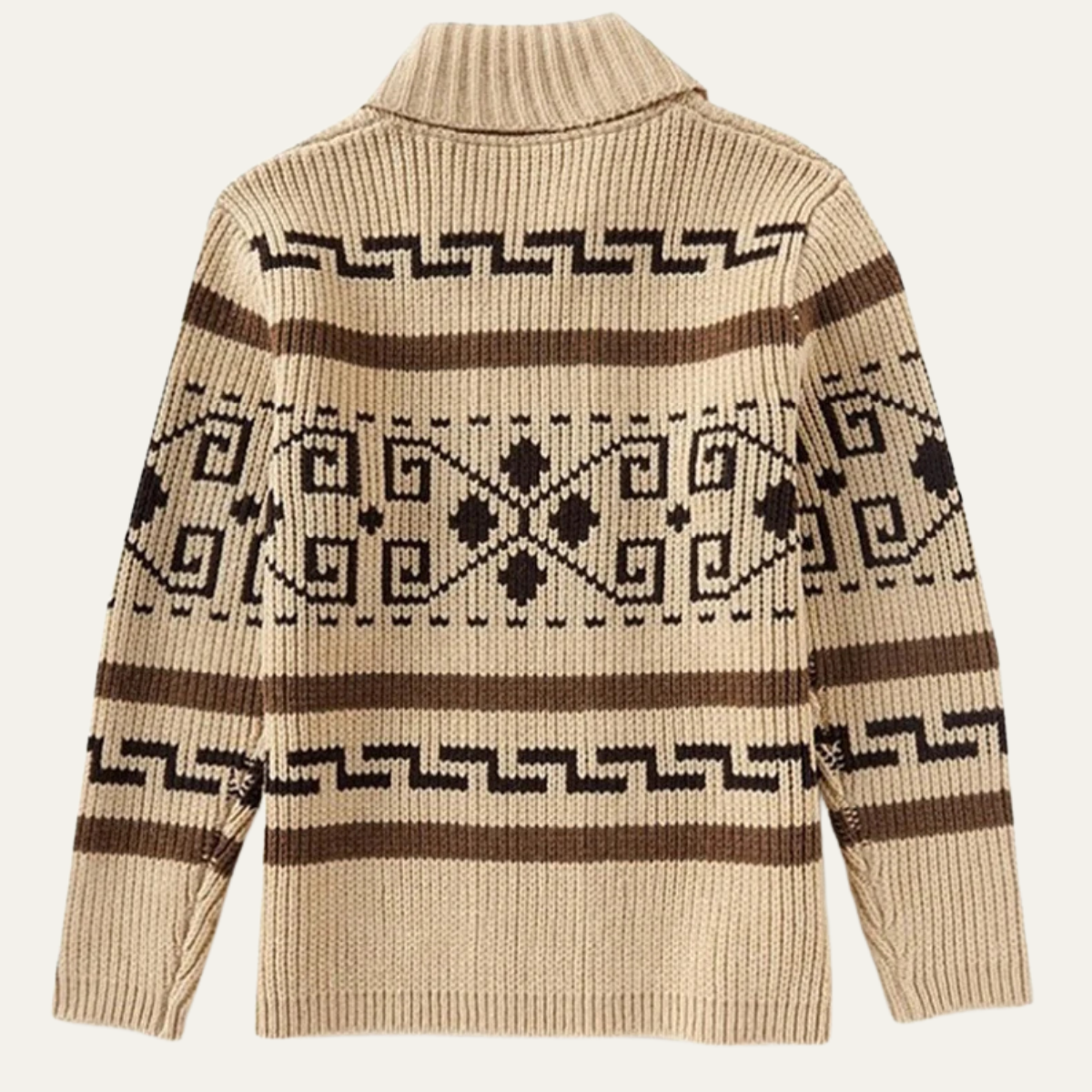 Men's Jacquard Shawl-Collar Cardigan – Patterned Knit