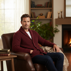 Men's Chunky Cable-Knit Shawl-Collar Cardigan