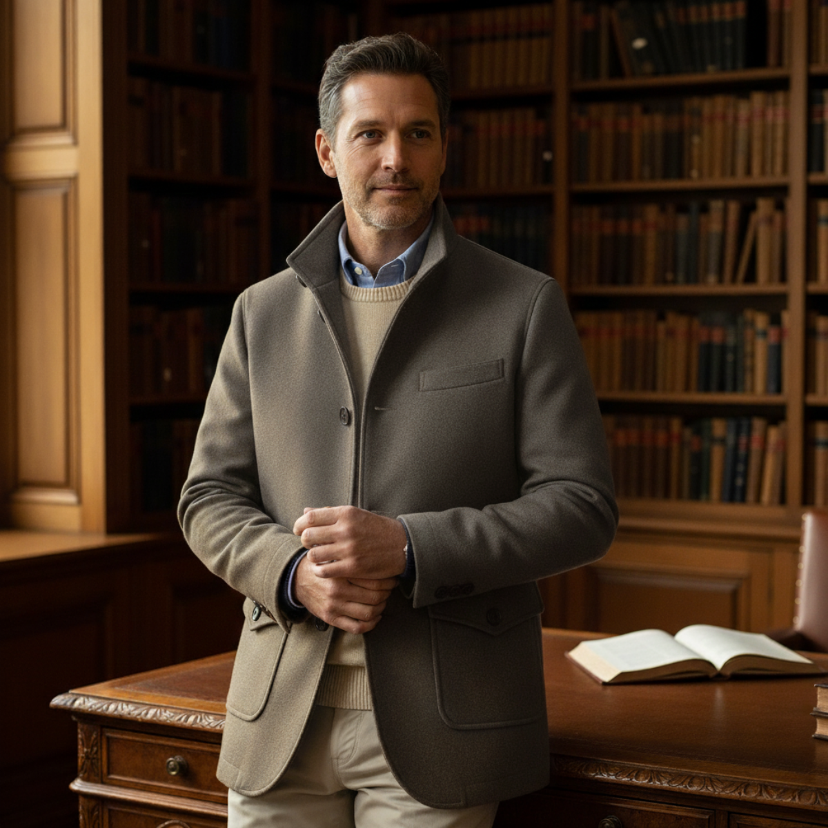 Men's Smart Tailored Wool-Blend Overcoat – Three Colours