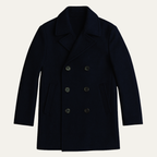 Men's Double-Breasted Wool-Blend Peacoat – Navy Blue