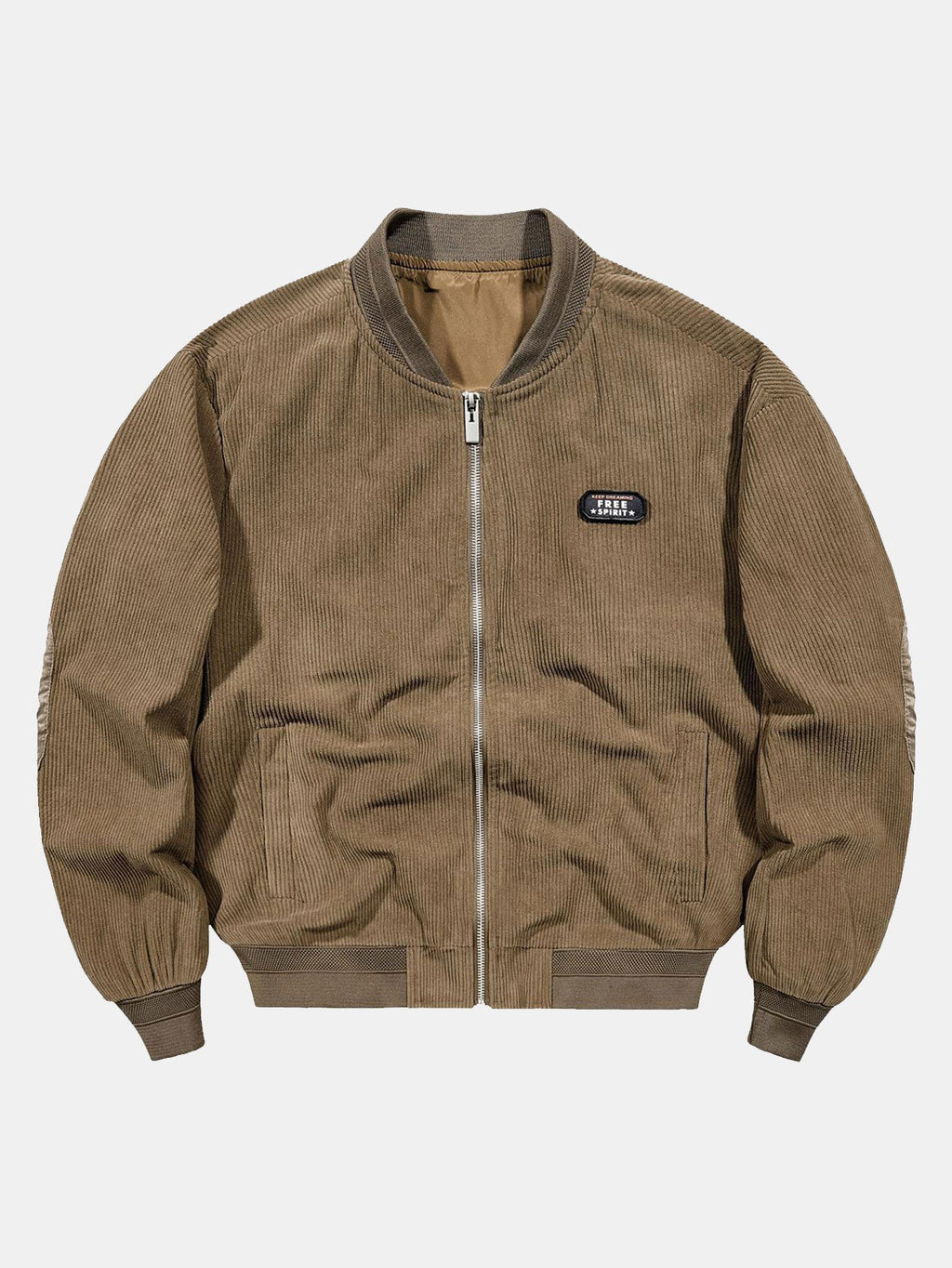 Men's Ribbed Corduroy Bomber Jacket with Zip Front