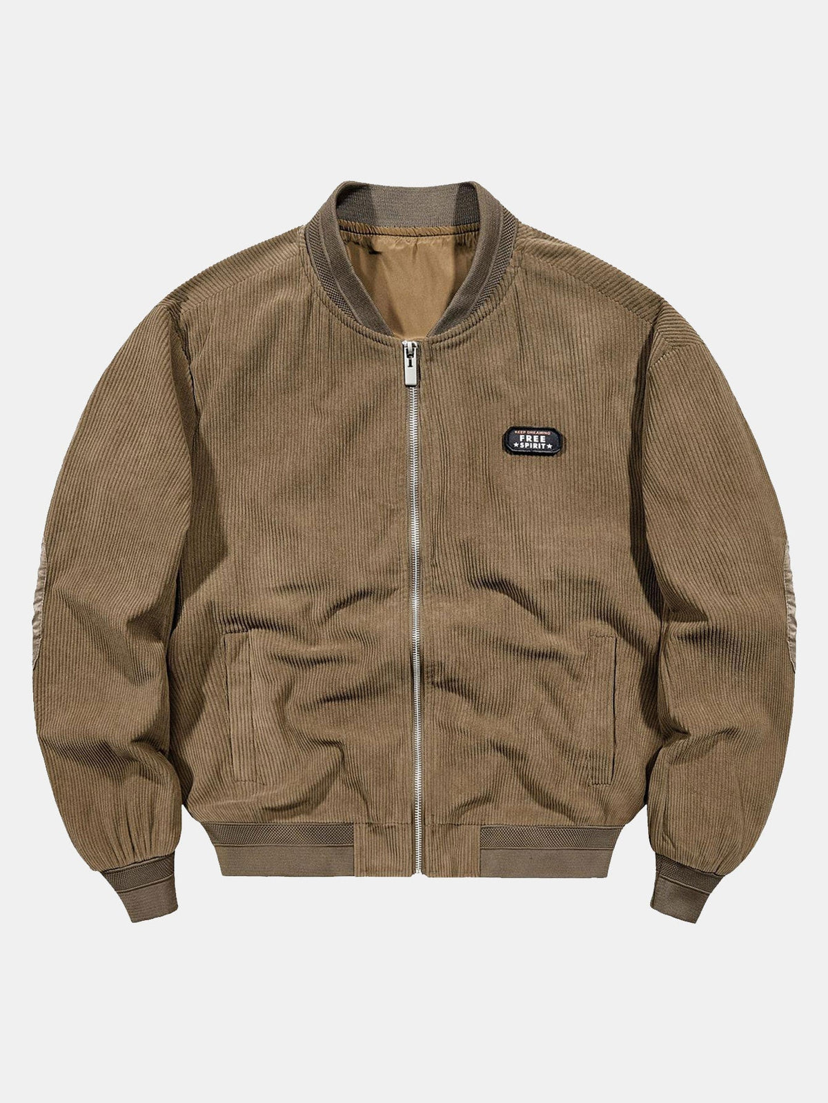Men's Ribbed Corduroy Bomber Jacket with Zip Front
