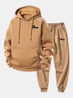 Men's Printed Hoodie Tracksuit – Relaxed Polyester Jogger Set