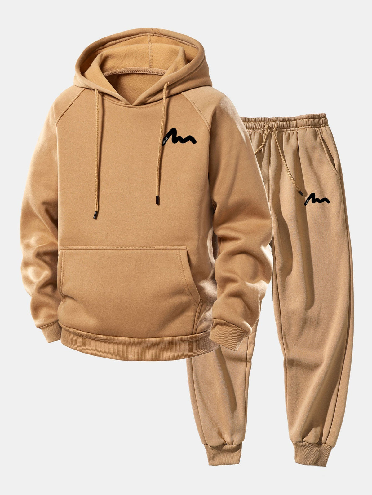 Men's Printed Hoodie Tracksuit – Relaxed Polyester Jogger Set