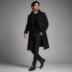 Men's Long Double-Breasted Wool-Blend Trench Coat