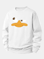 Men's Cartoon Duck Face Graphic Sweatshirt