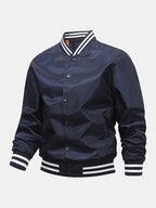 Men's Classic Baseball Bomber Jacket – Snap-Button Varsity Style Outerwear