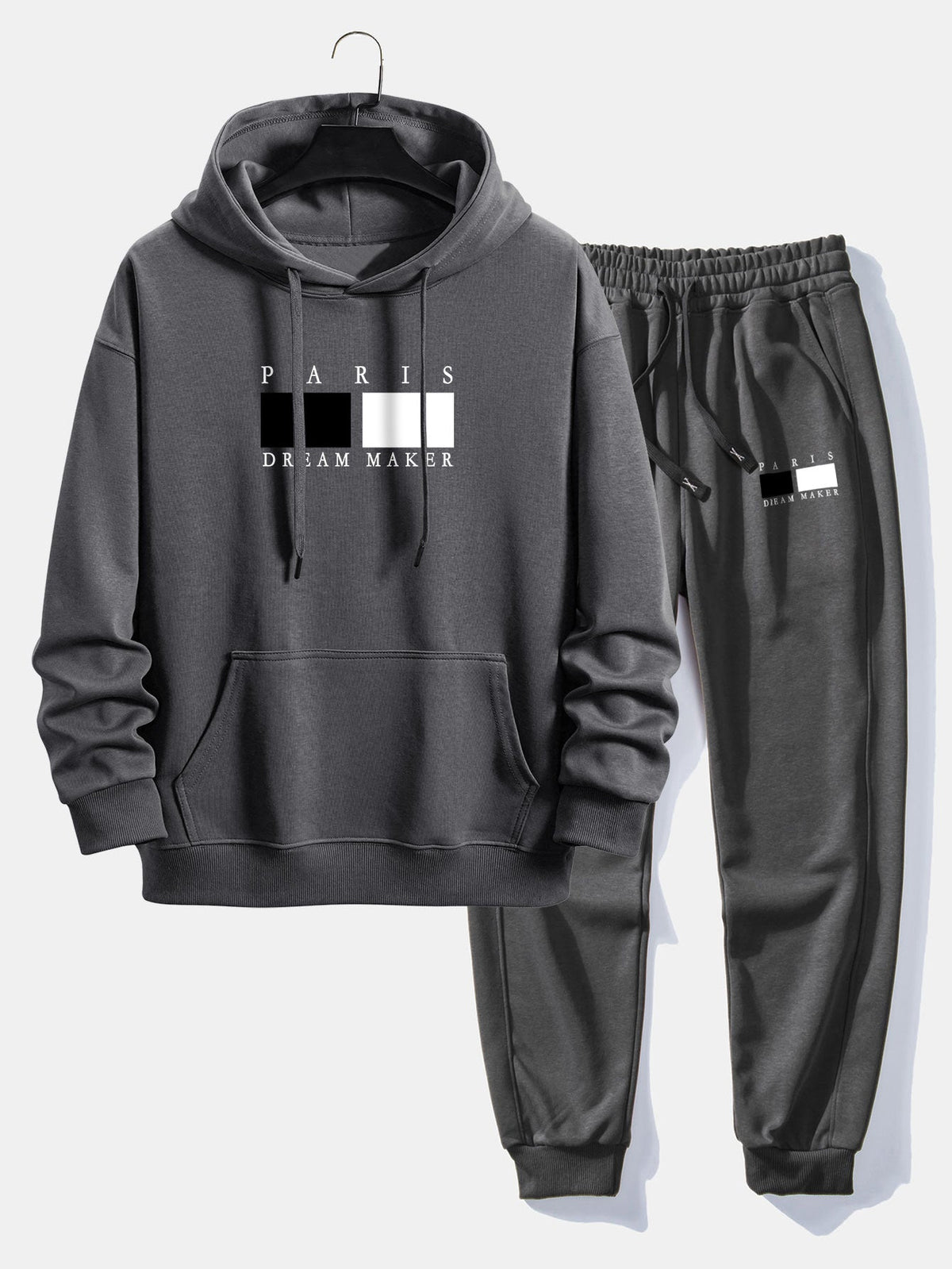 Men's Relaxed Hoodie Tracksuit – Cotton Blend Jogger Set