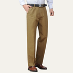 Men's Cotton Double-Pleated Trousers – High Waist, Straight Leg