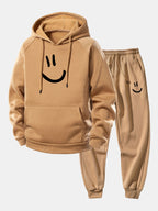 Men's Loose Fit Hoodie Tracksuit – Printed Polyester Set