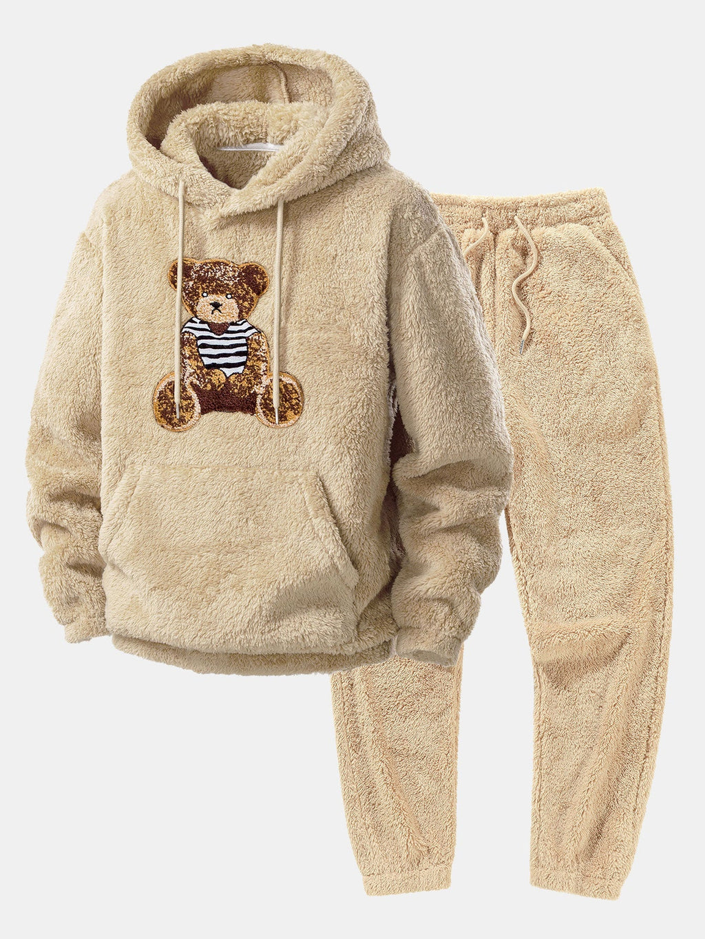 Men's Plush Teddy Fleece Tracksuit – Relaxed Hoodie and Joggers