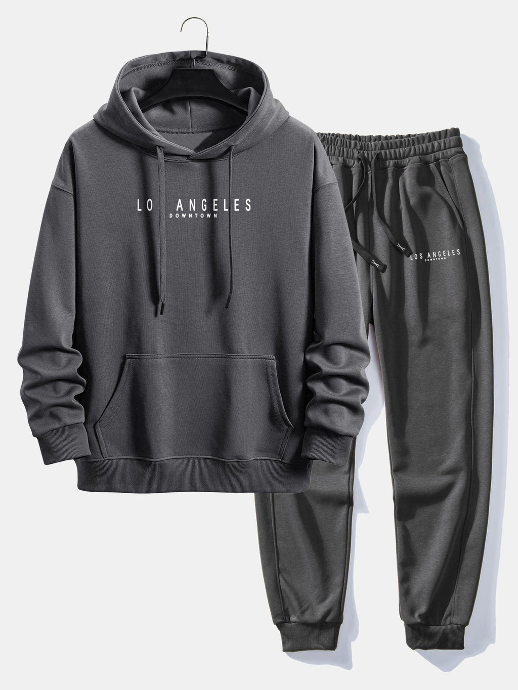 Men's Relaxed Cotton Blend Tracksuit – Printed Hoodie and Joggers