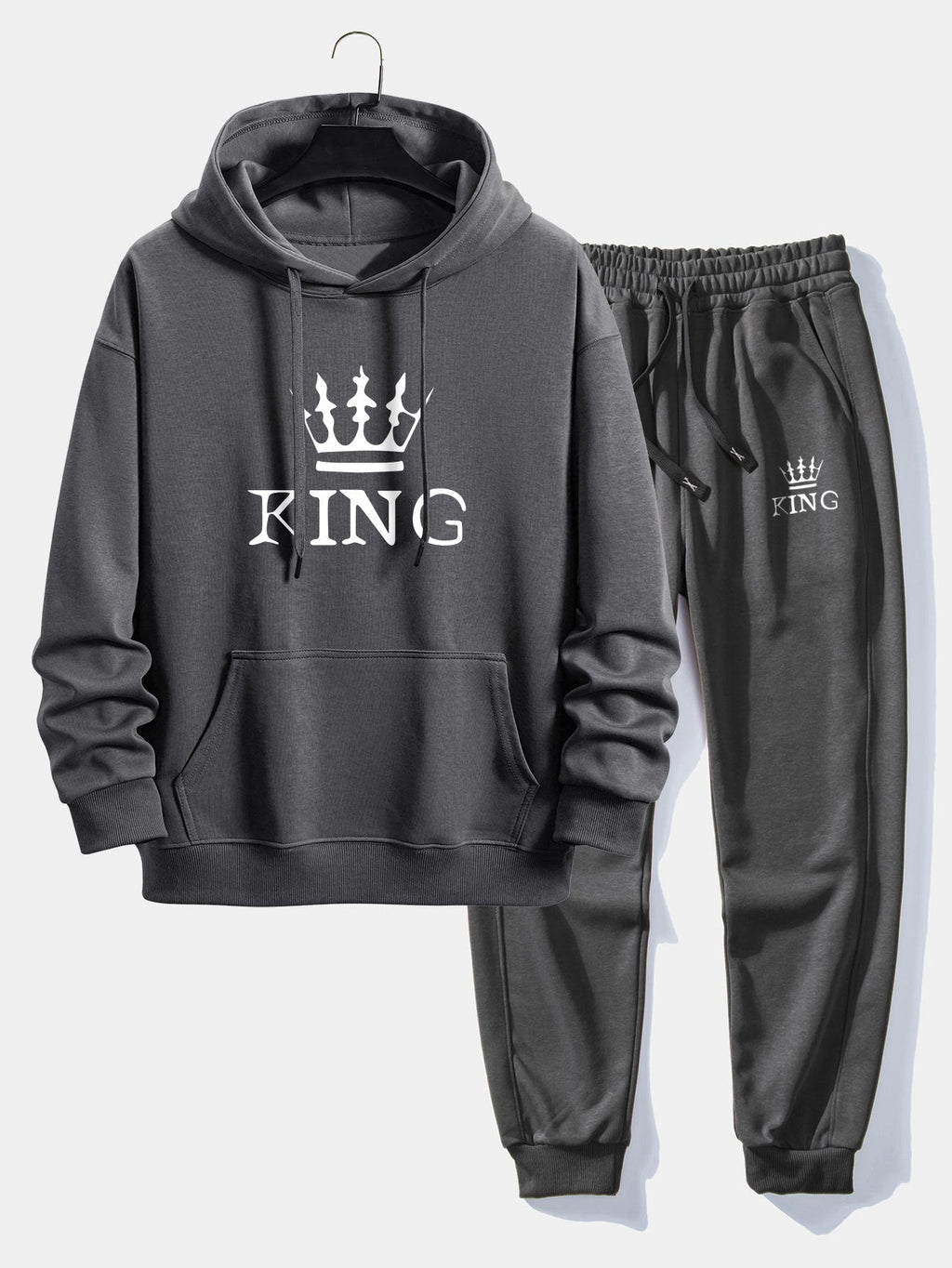 Men's Printed Relaxed Tracksuit – Cotton Blend Hoodie Set